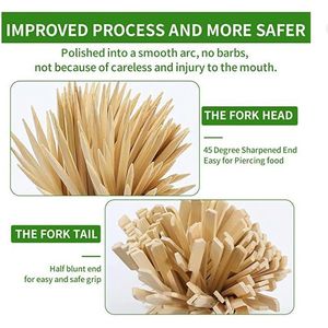 Spiedini di bambù da 4,7 pollici, 300 pezzi, stuzzicadenti in legno, spiedini per antipasti, cocktail, bevande e cibo per barbecue - Product Image 3