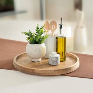 Sous-verre rond artisanal en bois d'olivier de style indien pour servir du café et du thé, décoration de table pour la maison, le restaurant, le bar, plateau de service - Product Image 6