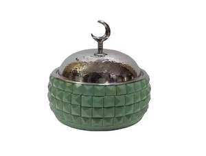 Boîte à dattes de luxe en acier inoxydable avec couvercle, conteneur de rangement pour bonbons et noix du Ramadan arabe, plat de service islamique pour table - Product Image 4