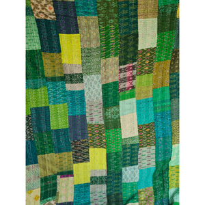 Colcha Kantha de patchwork hecha a mano, reversible, de algodón, verde multicolor, para todas las estaciones, manta decorativa, regalo para ella - Product Image 1