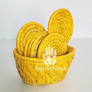 Yellow Moonj Grass Reusable Non-Toxic Durable Eco-Friendly Classic Design Round Coaster - Product Image 5