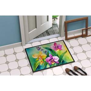 Orchids in Watercolor Non-Slip Doormat 24H X 36W Indoor <b>Outdoor</b> Entryway Rug Washable Low Pile Front Door <b>Mat</b> - Product Image 4