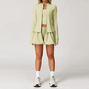 Ensemble de vêtements de sport pour femmes en 3 pièces, séchage rapide, respirant, cool, pour le yoga, la course à pied, taille élastique, protection solaire, vêtements de fitness - Product Image 4