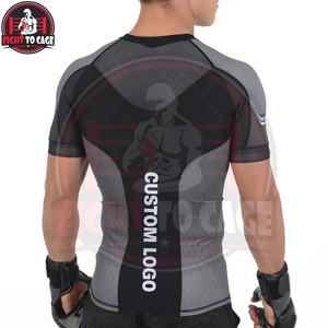 เสื้อแรชการ์ดแขนสั้นคุณภาพสูง ทนทาน น้ำหนักเบา รุ่นใหม่ล่าสุด แห้งเร็ว เป็นมิตรกับสิ่งแวดล้อม ผลิตจากผ้าสแปนเด็กซ์และโพลีเอสเตอร์ สำหรับกีฬา FIGHT CAGE ปี 2026 - Product Image 4