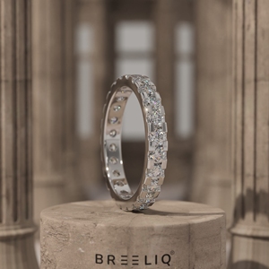 Breeliq Round Cut Diamond Eternity Band 14KT Yellow Gold <b>Wedding</b> Ring for Women Lab Grown Diamond Bridal Jewelry - Product Image 1