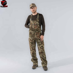 Men Outdoor Camouflage Hunting Field Bib Overalls <b>Back</b> View High Upper <b>Back</b> Panel Y-<b>Back</b> Suspenders Side Adjustment Straps Water - Product Image 5
