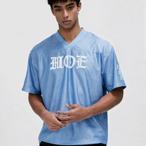 Camiseta de Fútbol Americano para Hombre, Cuello en V, Malla Azul Cielo, Ligera, Transpirable, Personalizable, Fabricante para Pedidos al por Mayor - Product Image 2