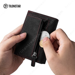 TILONSTAR TVC302a Alcantara кожаный держатель для карт бумажник Rfid блокирующий тройной складной всплывающий держатель для карт