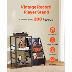 Espositore per Dischi in Vinile a 3 Livelli con Stazione di Ricarica e Porte USB per 200 Album - Product Image 2