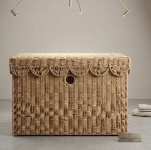 Lavihex Seagrass Storage Trunk Rectangle Modern Style Eco-Friendly Sundries Organizer <b>Bathroom</b> <b>Basket</b> Lid - Product Image 1