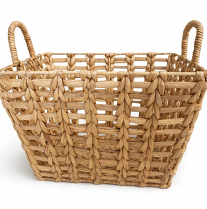 FARAS L Handwoven Water Hyacinth Storage <b>Basket</b> With Handles Natural Woven Organizer Home Decor Eco Friendly <b>Basket</b> - Product Image 1