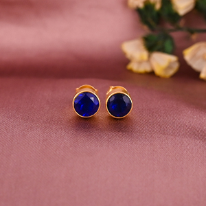 Minimalist Gold Plated Bezel Setting Ink Blue Hydro 925 <b>Sterling</b> <b>Silver</b> <b>Stud</b> Earrings for Women - Product Image 1