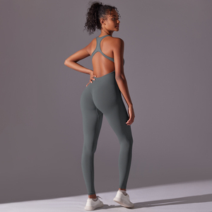 Wholesale Women's Quick Dry One-piece <b>Suit</b> Tight Yoga Fitness One-piece Cross <b>Body</b> Jumpsuit - Product Image 4