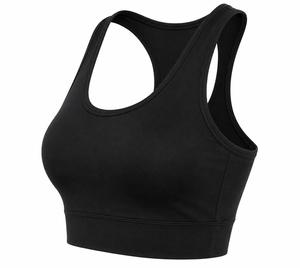 Soutien-gorge de sport dos nageur tendance pour femme, noir uni, maintien élevé, écologique, séchage rapide, sans coutures, pour le yoga, en Spandex et Polyester - Product Image 3