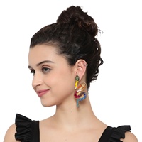 Diseñador de alta moda hecho a mano ganchillo semilla cuenta moda multicolor pendientes joyería artificial para mujeres pendientes