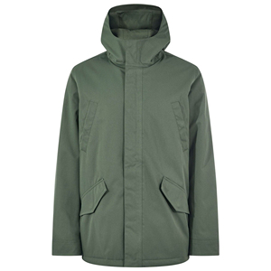 Chaqueta Parka con Capucha Verde Sólido para Hombre, Impermeable, con Cierre y Bolsillos con Solapa - Product Image 1