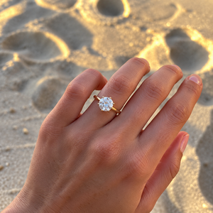 Anillo de Diamantes de Corte Brillante Redondo para Mujer en Oro Rosa, Joyería Clásica de Compromiso Solitario, Chapado en Oro para Boda y Aniversario - Product Image 1