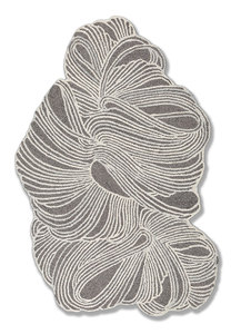 Tapis en laine fait main sur mesure, forme libre, inspiré de la nature, couleur gris, poils longs, tufté à la main, luxe, antidérapant, PET - Product Image 4