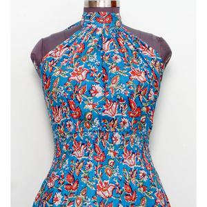 New Arrival High Quality Cotton <b>Summer</b> <b>Dress</b> Women Modern Chic Sweet Floral Patterned Red Sleeveless Midi A-Line <b>dress</b> - Product Image 3