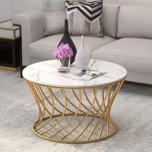 Mesa auxiliar de café con patas de metal y tablero de madera, mesa de centro para sala de estar estilo rústico - Product Image 5