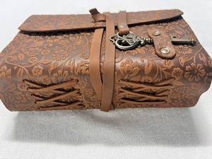 Pure Leather <b>Floral</b> Embossed Journal Handmade Vintage Hardcover <b>Notebook</b> with Custom Logo and Premium Paper - Product Image 1