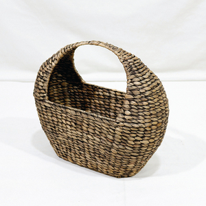 Panier de rangement ovale en jacinthe naturelle avec poignée, organisateur rustique multi-usages - Product Image 2