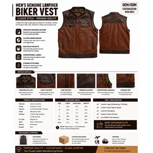 Chaleco de Motociclista Unisex de Cuero Genuino, Chaleco de Motocicleta Vintage de Piel de Vaca, Chaqueta sin Mangas Transpirable e Impermeable para Invierno, Personalizable - Product Image 5