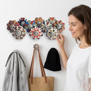 <b>Ceramic</b> Cabinet <b>Knobs</b> Novelty Flower Shape Industrial Design Durable Kitchen Bedroom Dining Drawer Handle Decorative Multi Color - Product Image 4