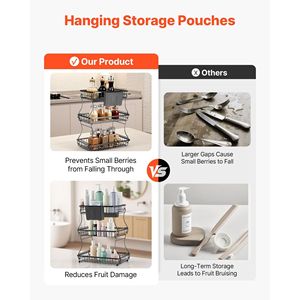 3-Tier Metal Wire Countertop <b>Fruit</b> and Vegetable <b>Storage</b> Basket with Banana Hangers Practical Countertop Display Stand - Product Image 5