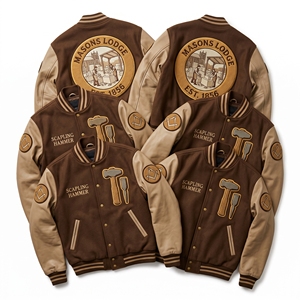 OEM Custom Varsity Letterman Jacket Wool Leather Sleeves Vault <b>Builders</b> Arch Embroidery Keystone Boss Patch Green Coat - Product Image 3