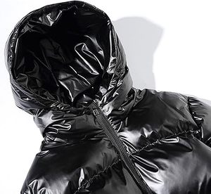Blouson matelassé noir à capuche pour homme, imperméable, avec fermeture éclair, logo frontal, décontracté, hiver, coupe régulière, en polyester - Product Image 4