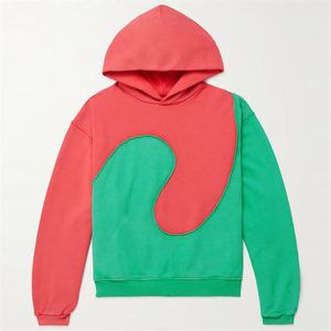 <b>Men</b> Panel Work Hoodie Color Block <b>Pullover</b> Sweatshirt with Contrast Panels Ribbed Cuffs and Adjustable Hood - Product Image 1