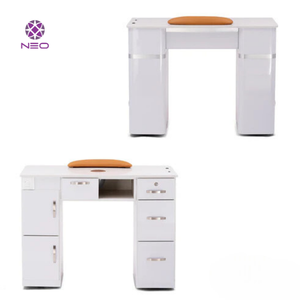 Table de manucure moderne blanche NEO avec finition acrylique pour salon de beauté des ongles - Product Image 2