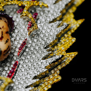 Colgante de personaje 3D esmaltado de plata 925 con moissanita, engaste de garra chapado en rodio, lujo, estilo cartoon, dije de dibujos animados. - Product Image 2