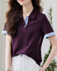 Womens Jersey Quick Dry for Shirt Short Sleeve Breathable Knitted Casual Golf Tennis Workwear Front Custom Logo Top - Product Image 1