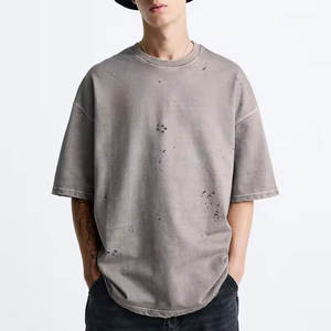 Vêtements de mode personnalisés, t-shirt pour homme avec effet usé, design personnalisé, manches longues, t-shirt pour homme avec effet usé - Product Image 1