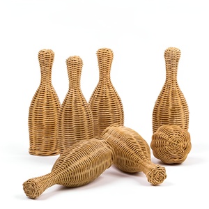 Juguetes de bolos de ratán para niños, juego de juguetes deportivos naturales para niños, para jugar en interiores y exteriores - Product Image 2