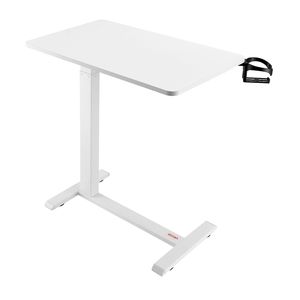 Bianco 4 ruote altezza regolabile Overbed tavolo portatile truciolare letto scrivania con portabicchieri per studio a casa uso ospedaliero - Product Image 1