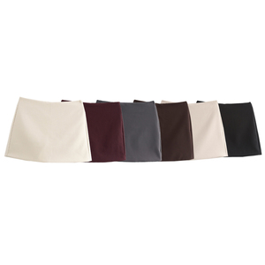 Shorts Falda Elásticos de Cintura Alta para Mujer, Estilo Minimalista, Color Sólido, Corte Regular, Estilo Casual, Disponibles en Varios Colores - Product Image 1