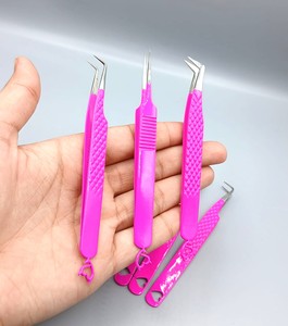 Pinzas de Acero Inoxidable Antimagnéticas para Extensión de Pestañas, Diseño de Corazón Rosa, Puntas de Fibra, 10 mm de Longitud, Herramientas de Belleza - Product Image 4
