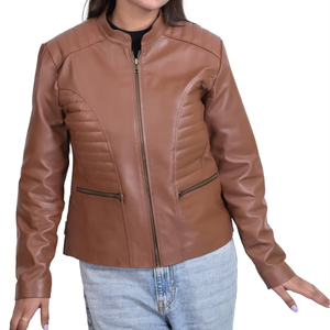 Giacca Corta da Donna in Pelle Scamosciata con Lacci, Stile Hip Hop, per Autunno e Inverno - Product Image 1