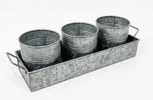 Porte-ustensiles en métal galvanisé avec plateau, 3 compartiments, style farmhouse, pour comptoir de cuisine - Product Image 2