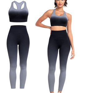 Women's Solid Front 2-Piece Yoga Set Eco-Friendly Breathable Quick Dry Spandex/Nylon Gym Fitness Wear OEM Service Customized - Product Image 2