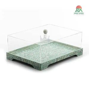Plateau de service de haute qualité en nacre incrustée avec couvercle en acrylique, plateau à chocolat en mosaïque de coquillages pour le Ramadan - Product Image 1