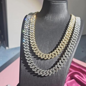 Collar Cubano de Plata de Ley 925 con Aspecto de Diamante, Joyería Hip Hop para Fiestas y Eventos - Product Image 1