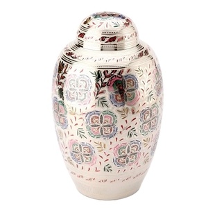 Handcrafted Brass Cremation <b>Urn</b> <b>Large</b> Adult Ashes Container Decorative Floral Memorial Funeral <b>Urn</b> Unique Design Metal - Product Image 1