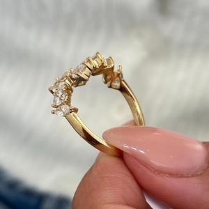 Anillo con Racimo de Diamantes en Oro Amarillo Sólido, Corte Marquesa, Pera, Esmeralda y Redondo, Anillo de Compromiso Único para Ella - Product Image 2