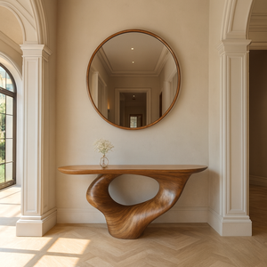 Table console vintage en bois massif naturel fait main, plateau de table de style farmhouse fabriqué au Vietnam - Product Image 3