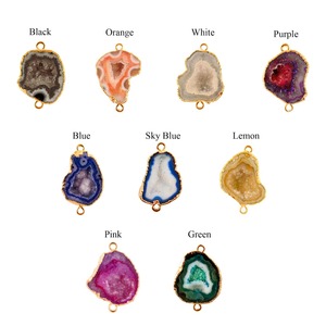 Geode โมรา Druzy ตัวเชื่อมต่อแบบแผ่นทอง24K,ตัวเชื่อมต่อจี้แบบ Diy ประกันตัวสองชั้นสำหรับเครื่องประดับ - Product Image 2