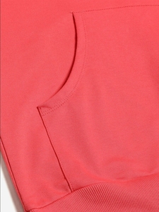 Sudadera con Capucha Color Coral para Mujer, Corte Regular, Color Sólido, Tejido de Algodón, para Otoño, con Bolsillos - Product Image 5
